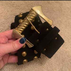 Vintage Wide High Waisted Gold Buckle Belt